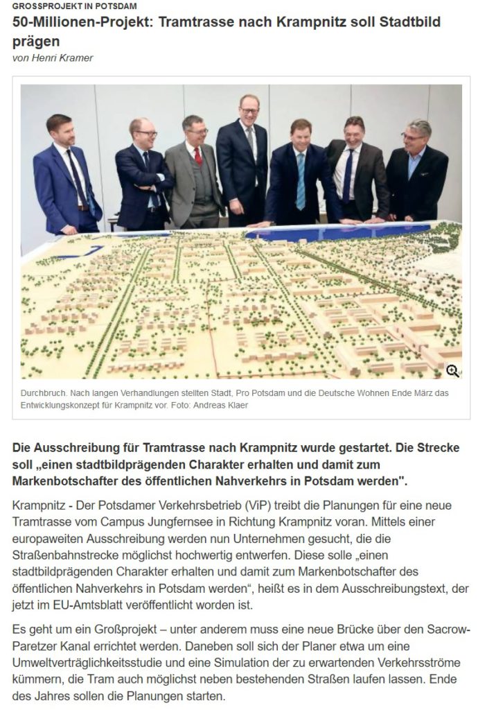 50-Millionen-Projekt für TRAM Trasse nach Krampnitz - Ist das ein Millionengrab?